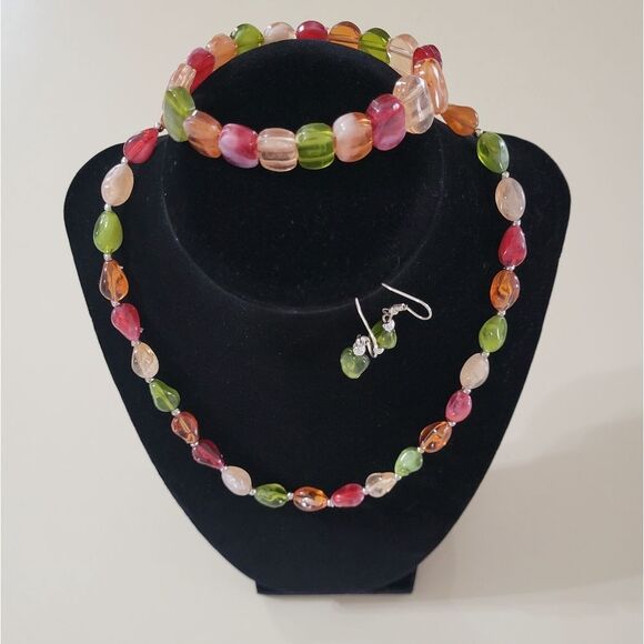 Multicolor Acrylic Faux Beaded Jewelry Set - Picture 6 of 8